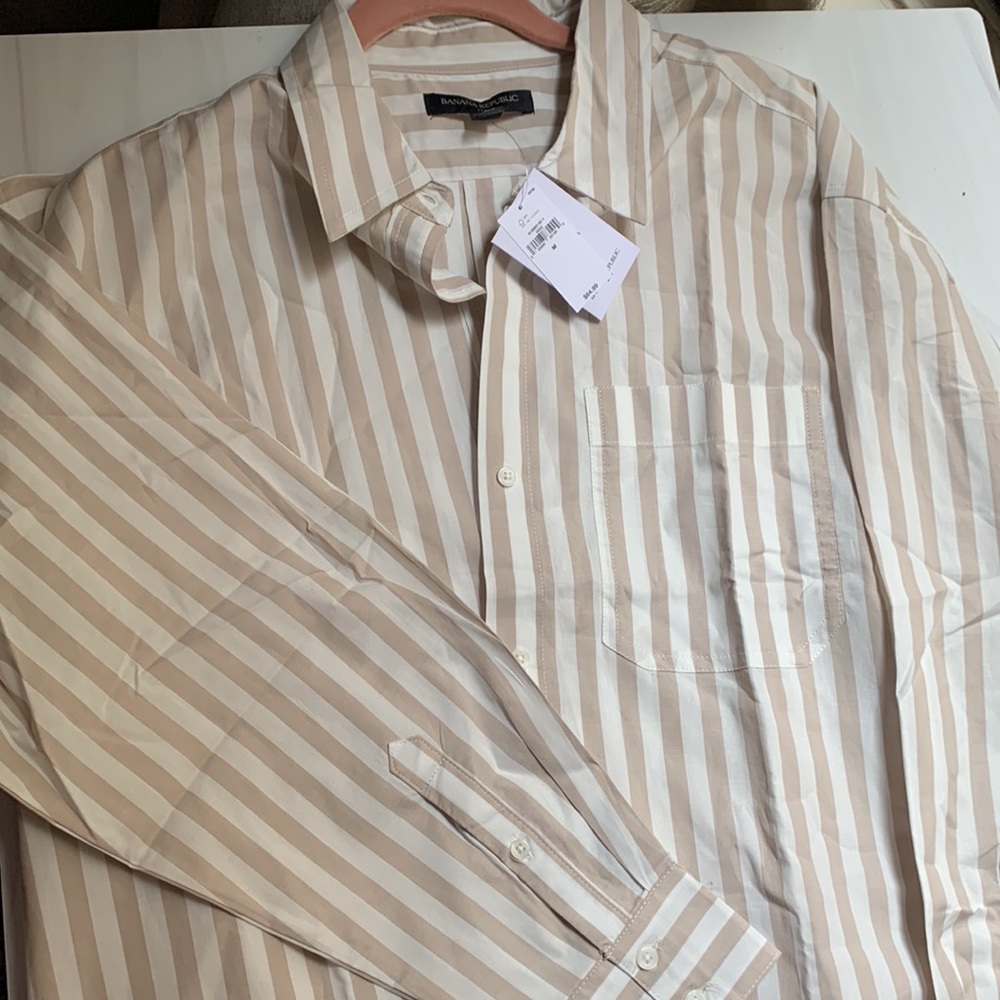 Banana Republic Factory Oversized Cotton Button Down Shirt in Feather Gray NWT